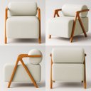Ver imagem 4 de Kit 2 Poltronas Chloe Decorativas Orgânicas Bouclé Premium de Luxo Sala Quarto Recepção Encosto Rolo