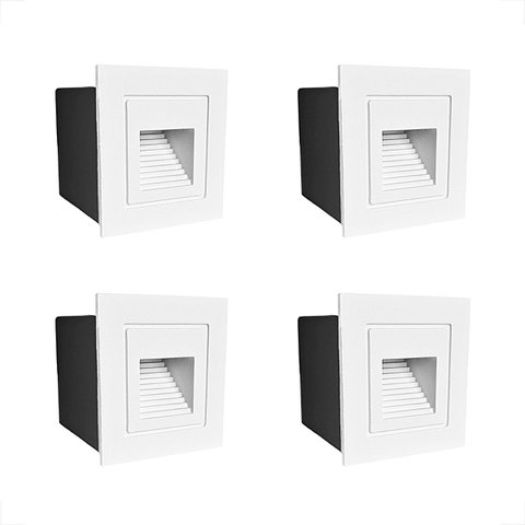 4 Balizador Branco para Embutir Parede Mini Muro Lup75