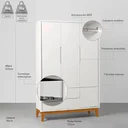 Ver imagem 7 de Kit Quarto Theo com Pés Square Mel - Berço + Cômoda 6 Gavetas + Guarda-Roupa 3 Portas - Branco Abra