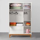 Ver mais imagens de Kit Quarto Theo com Pés Square Mel - Berço + Cômoda 6 Gavetas + Guarda-Roupa 3 Portas - Branco Abra