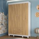 Ver imagem 1 de Guarda-roupa Infantil 122cm 4 Portas e 2 Gavetas Allegra Multimóveis Mp4443 Branco/madeirado