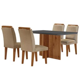 Mesa Olímpia 120cm Mdf Vidro Canto Copo Com 4 Cadeiras - 5