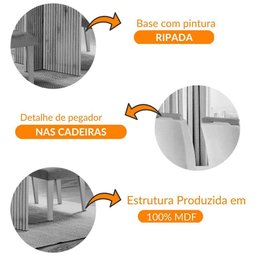 Mesa Olímpia 120cm Mdf Vidro Canto Copo Com 4 Cadeiras - 2