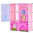 Ver imagem 1 de Guarda Roupa Infantil Rosa Meninas Modular Portatil Armario Organizador Brinquedos Sapateira 6 Porta