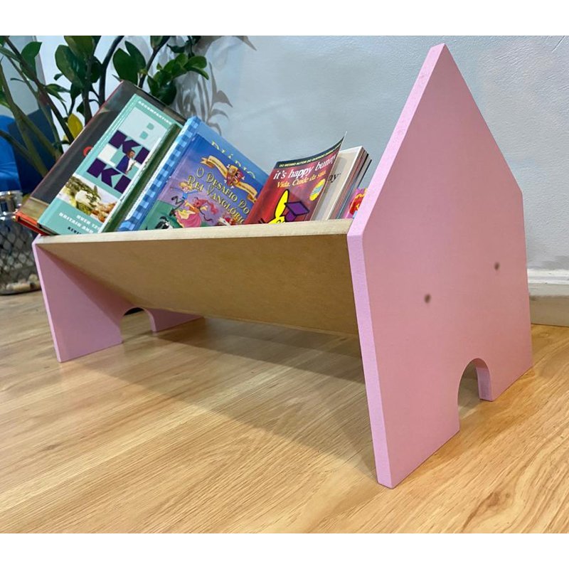Porta Livros Revisteiro Infantil De Chão Casinha -Montessori:rosa ...