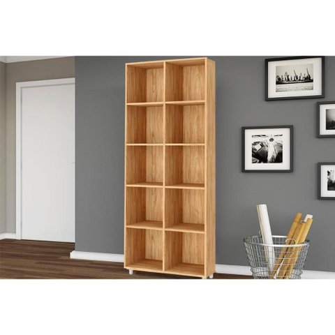 Estante de Livros Esm225 C- 10 Nichos 74x185cm Mel - Movelbento