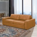 Ver imagem 1 de Sofá Decorativo Agatha 3 Lugares Sala de Estar 235cm Pés em Madeira Couro Caramelo G88 - Gran Belo
