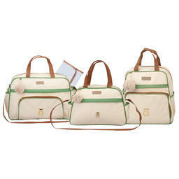 Kit Bolsas Maternidade Espera Feliz Petit Bege e Verde - 1
