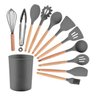 Kit Utensílios Cozinha Silicone e Bambu 12 Peças Cinza - 3