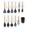 Kit Utensílios Cozinha Silicone e Bambu 12 Peças Cinza - 6
