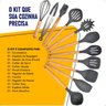 Kit Utensílios Cozinha Silicone e Bambu 12 Peças Cinza - 5