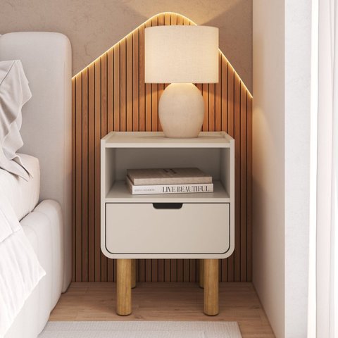 Mesa de Cabeceira Orgânica 1 Gaveta Aura Branco