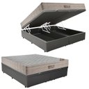 Ver imagem 1 de Cama Baú Casal Bipartido Cinza Colchão Molas Ensacadas Airtech Springpocket 138x188 - Ortobom