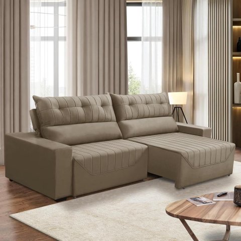 Sofá Retrátil e Reclinável 5 Lugares 300cm Veludo Antonella Adonai Estofados