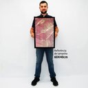 Ver imagem 2 de Quadro Decorativo Caixa Alta com Vidro Abstrato Mármore Rosa Perolado TaColado Moldura Preta 40x60cm