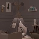Ver imagem 3 de Cabana Infantil 110cm Casinha M08 Tecido Patchwork Branco