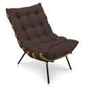 Ver imagem 5 de Kit Poltrona Costela com Puff para Sala Suede Marrom