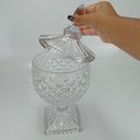 Ver imagem 5 de Potiche Decorativo de Cristal Transparente 24x20x20cm Tampa Enfeite Sala Mesa