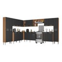 Ver imagem 2 de Armário Cozinha Modulada Completa de Canto 534cm Pequim Pop Multimóveis Mp3771 Madeirado/preto