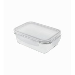 Pote Oikos 330ml de Vidro com Tampa Transparente Retangular Raso - Branco - 1