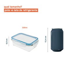 Pote Oikos 330ml de Vidro com Tampa Transparente Retangular Raso - Branco - 4