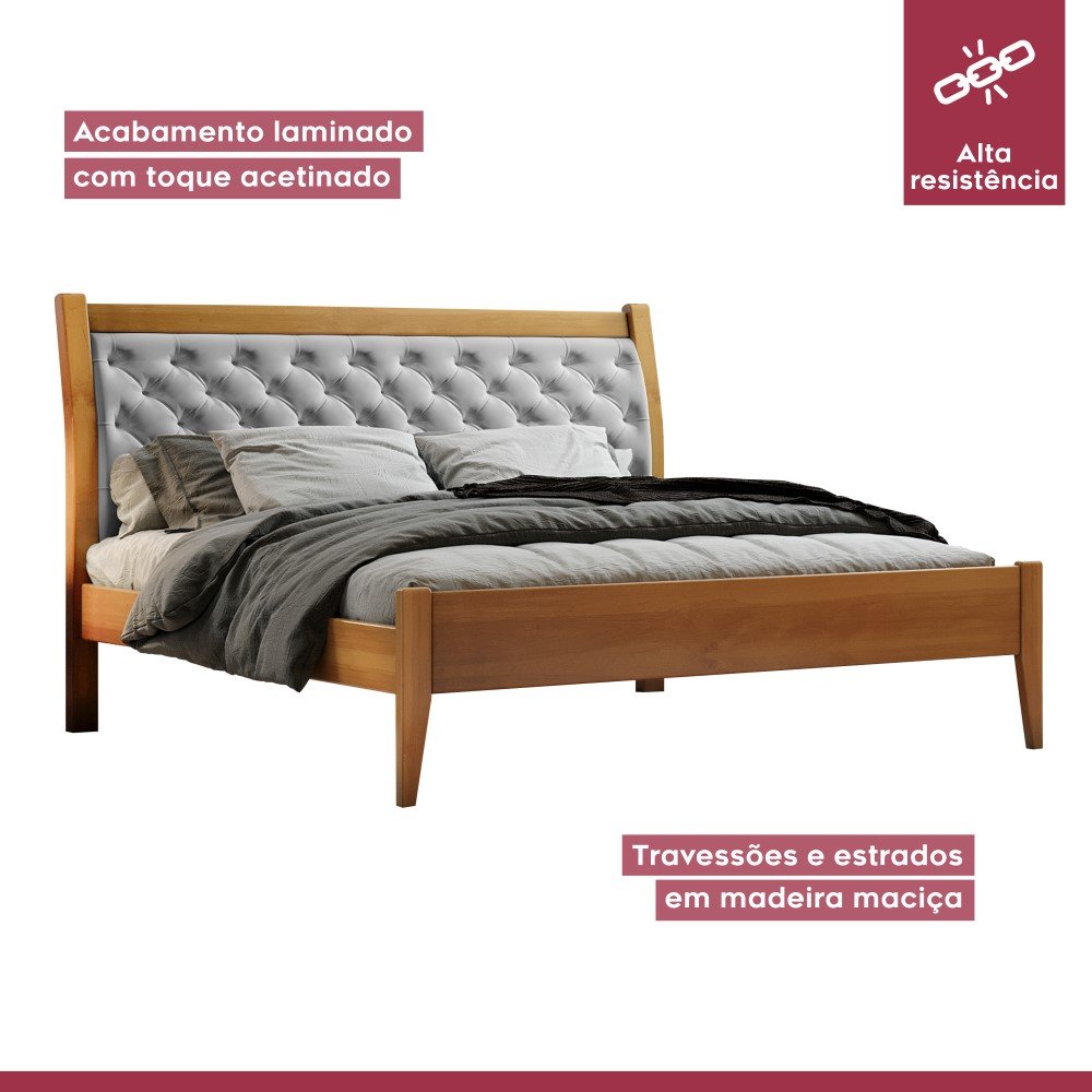 Cama Casal Queen Vivare 160cm Amêndoa Mel/tecido Welutop:amêndoa Mel - 4