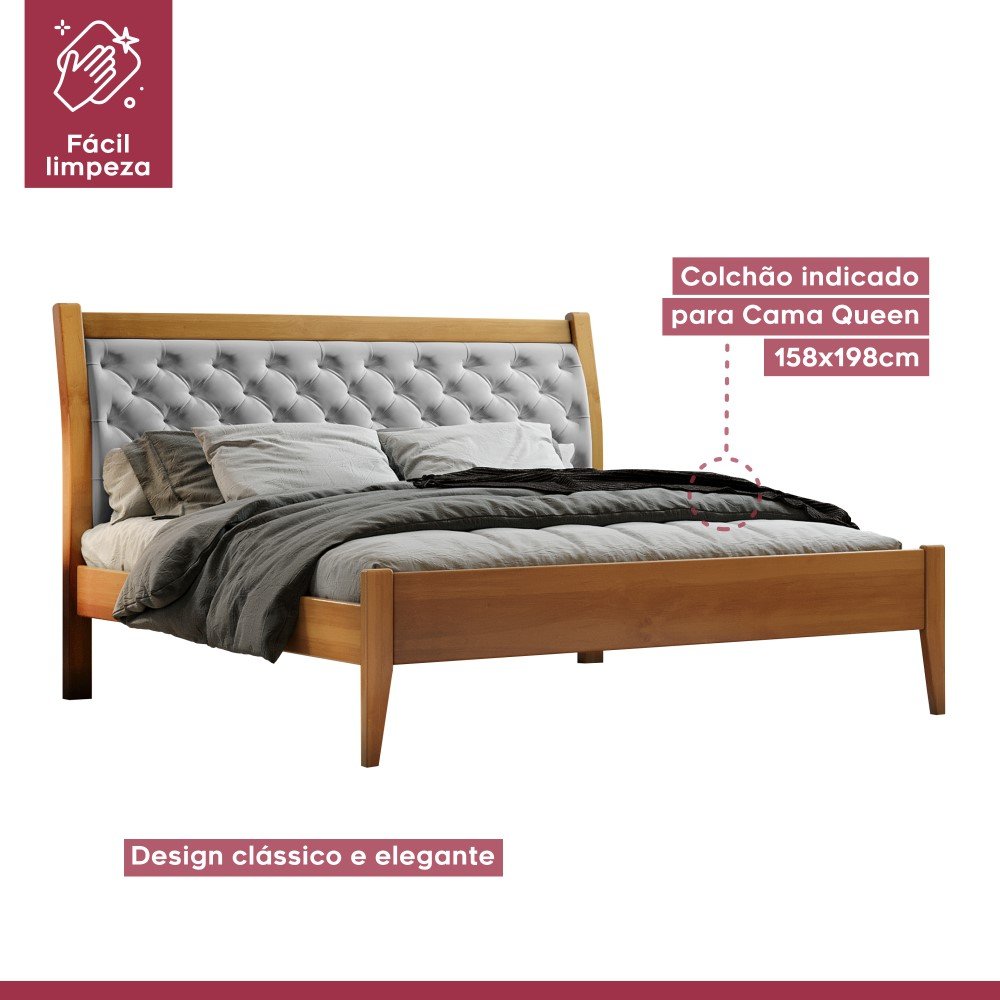 Cama Casal Queen Vivare 160cm Amêndoa Mel/tecido Welutop:amêndoa Mel - 5