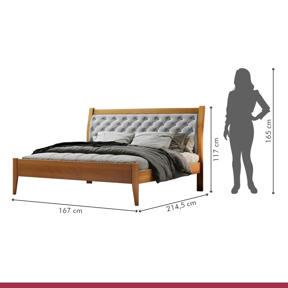 Cama Casal Queen Vivare 160cm Amêndoa Mel/tecido Welutop:amêndoa Mel - 3