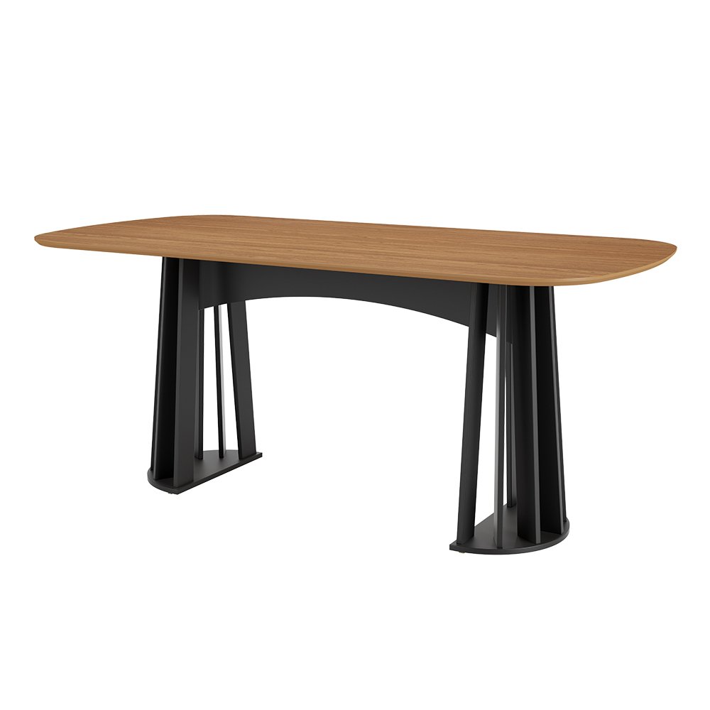 Mesa de Jantar Retangular em MDF 180 x 90 cm Freijó/Preto Fosco TM69 JPF Dalla Costa - 2