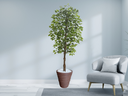 Ver imagem 2 de Planta Artificial Ficus Verde 2,10m kit + Vaso Redondo D. Grafiato Marrom 40cm
