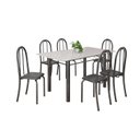 Ver imagem 2 de Conjunto de Mesa Tubular 140cm x 75cm Tampo em Vidro com 6 Cadeiras Iris B Prata/Preto Liso/Martelado