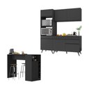 Ver imagem 1 de Cozinha Compacta com Bancada Americana/mesa Veneza Multimóveis Mp2211 Preto