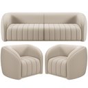 Ver imagem 1 de Kit Sofá 4 Lugares para Sala 252cm com 02 Poltronas Lazio M03 Veludo Bege - Lyam Decor