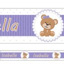 Ver imagem 1 de Adesivo Faixa Decorativa para quarto infantil Ursinha com nome personalizado Lilas- Kit 2 unidades