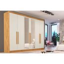 Ver imagem 1 de Guarda Roupa 6 Portas (2 C/ Espelho) e 6 Gavetas Oslo Peroba/off White - Europa
