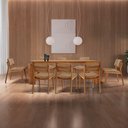 Ver imagem 1 de Sala de Jantar Mesa Nala 220cm Tampo Laminado Canto Moeda com 8 Cadeiras Eva