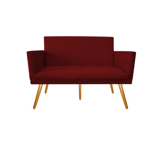 Namoradeira Nina Decorativa Suede Marsala 2 Lugares Pés Madeira Ms Decor