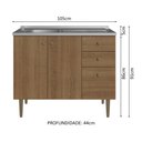 Ver imagem 3 de Balcão Gabinete com Pia 3 Portas e 1 Gaveta 105cm Rustic Gourmet Madesa
