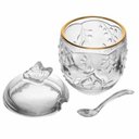 Ver imagem 3 de Açucareiro com Colher New Butterfly com Fio de Ouro 250ml Cristal Ecológico Lyor