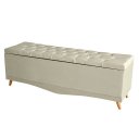 Ver imagem 3 de Kit Helena Cabeceira de Cama Painel e Calçadeira Baú King 195 Cm Suede Porcelana Eli Móveis e Decora