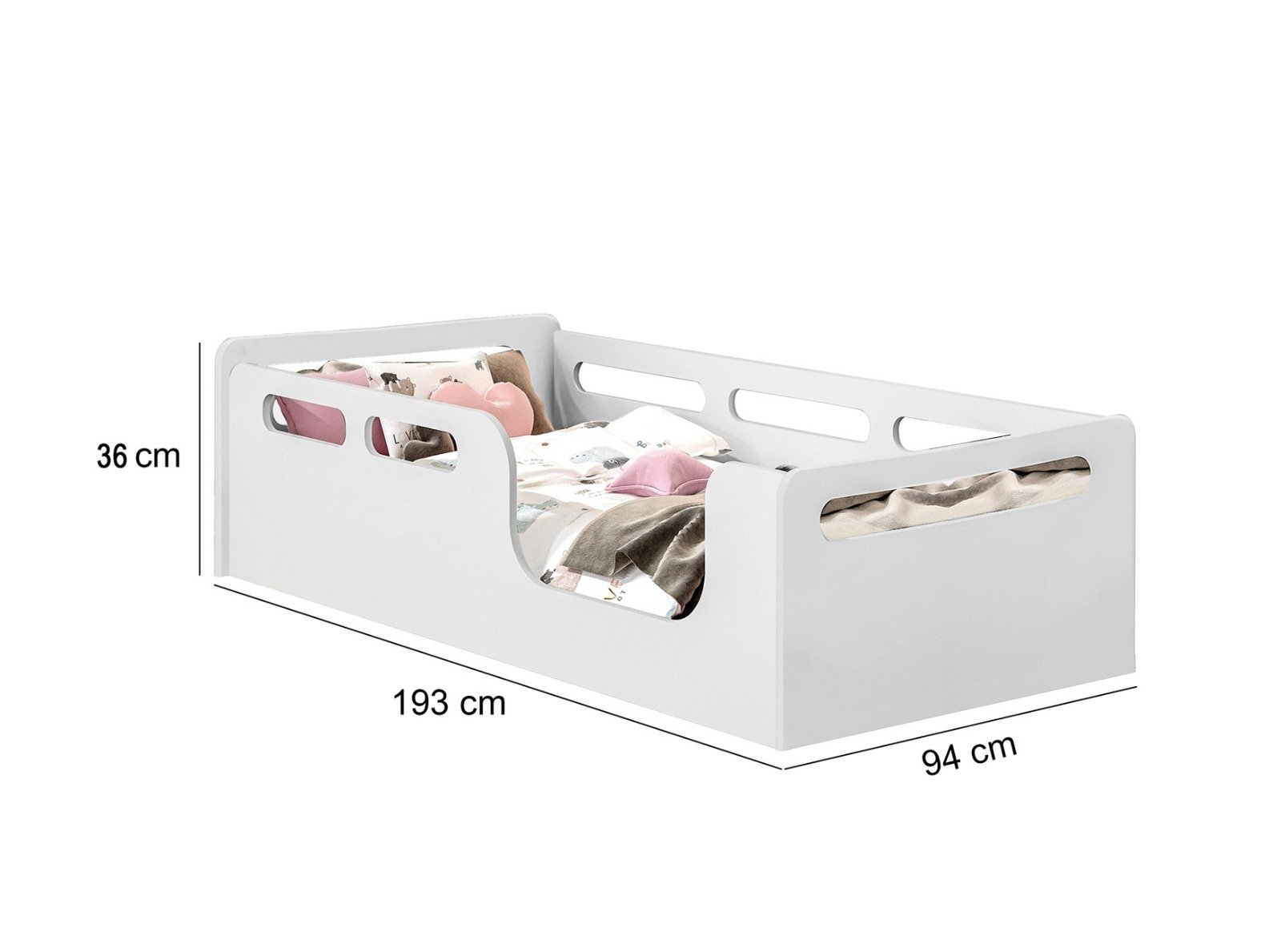 Cama Montessoriana Solteiro para Colchão Solteiro Padrão 1.88x088 Cor Cama Branca - 3