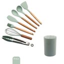 Ver imagem 2 de Conjunto de Utensilios Silicone Premium 8 Peças - Verde Claro