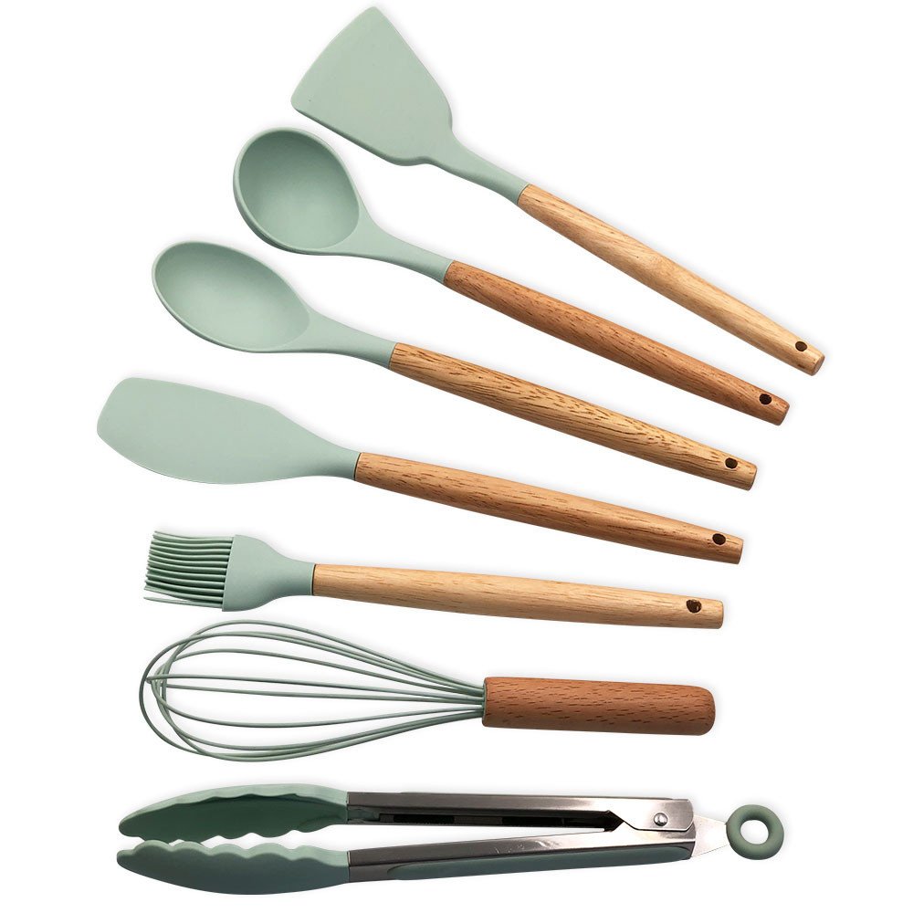 Conjunto de Utensilios Silicone Premium 8 Peças - Verde Claro - 4