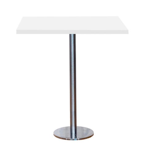 Mesa Pisa Beta Bistrô Fratini 107,50cm (a) Disco Redondo Inox Tampo Mdp Quadrado Branco 80cm (l)