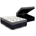 Ver imagem 1 de Cama Box Baú King: Colchão Espuma D33 Ortobom Light Saúde + Base Crc Suede Black(186x198)