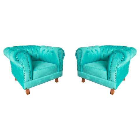 Duas Poltrona Chesterfield Capitone Suede Tiffany Decorativa / Sala, Tv, Estar, Recepção