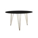 Ver imagem 3 de Mesa Jantar Redonda 110cm Preta Clips 3 Pés com 5 Cadeiras Eames Eiffel Brancas Base Dourada
