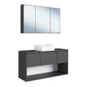 Ver imagem 2 de Conjunto Gabinete de Banheiro Suspenso 110cm com Espelheira Lavinia Grafite