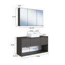 Ver imagem 3 de Conjunto Gabinete de Banheiro Suspenso 110cm com Espelheira Lavinia Grafite