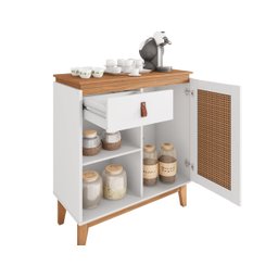 Aparador Café com 01 Gaveta Rubi Branco com Noce - Casa D - 4